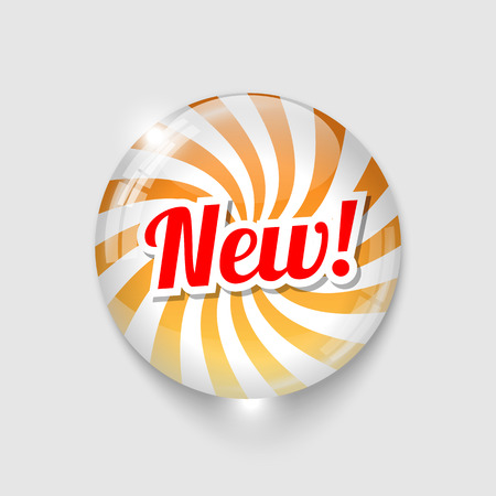 glossy button with spiral and text NEW, vector illustration, eps 10 with transparencyのイラスト素材