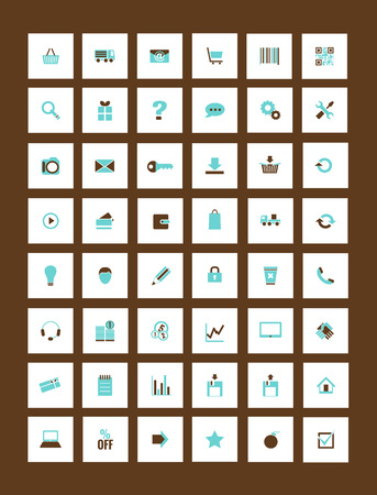 blue - brown icons for eshop, suitable for flat design, suitable for flat design, vector illustration, eps 10のイラスト素材