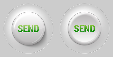 big white glossy send button, with 3d effect, illustrationのイラスト素材
