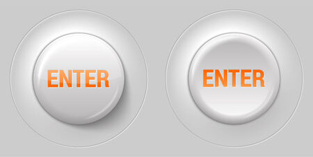 big white glossy enter button, with 3d effect, vector illustration, eps 10 with transparencyのイラスト素材