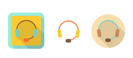 headset, simple retro icon in flat style, isolated on white backgroundのイラスト素材