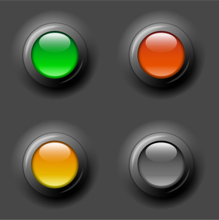 gray, green and red glossy control buttonsのイラスト素材