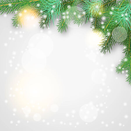 Christmas background with green branches and sparklesのイラスト素材
