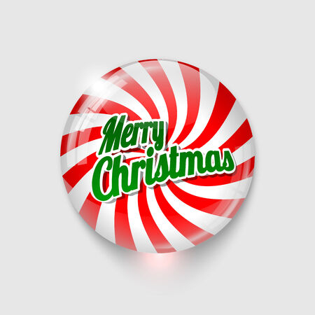 glossy button with spiral and text Merry Christmas, vector illustrationのイラスト素材