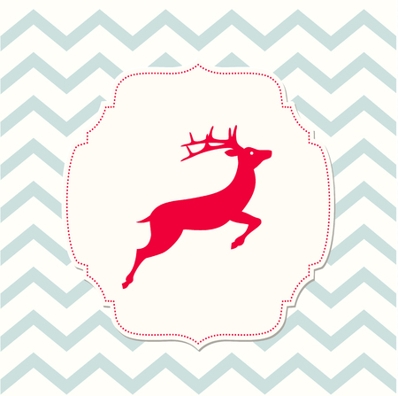 red deer on beige background and chevron texture, christmas illustration, vector, eps 10のイラスト素材