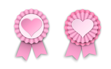 two valentine pink ribbon rosettes, vector illustration.のイラスト素材