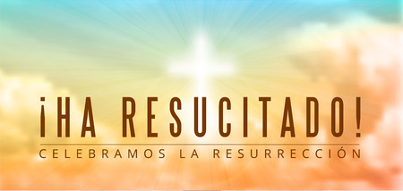 easter christian motive,with text Ha recusitado -  He is risen, vector illustration, eps 10 with transparency and gradient meshのイラスト素材