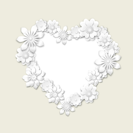 abstract floral frame in shape of heart, vector illustration, eps 10 with transparency and gradient meshのイラスト素材