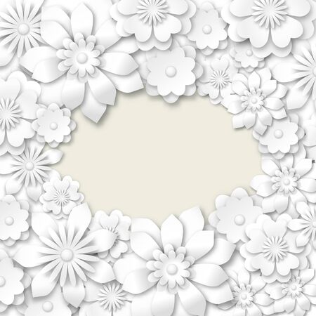 abstract romantic background with white flowers, vector illustration, eps 10 with transparency and gradient meshesのイラスト素材
