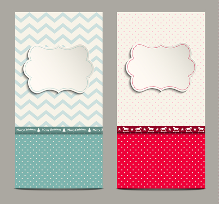 two greeting cards in shabby chic style , can be used as christmas background, vector illustration, eps 10 with transparencyのイラスト素材