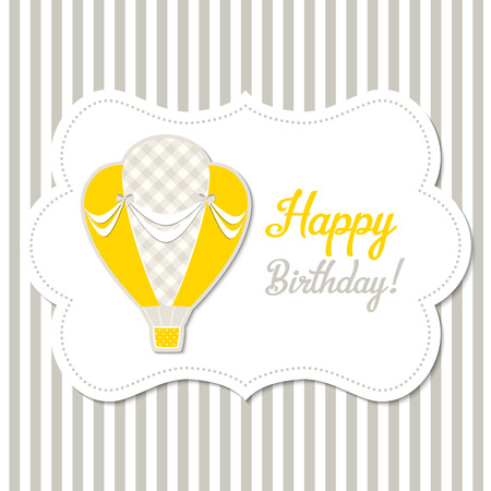 Vintage greeting card with hot air balloon in retro styleのイラスト素材