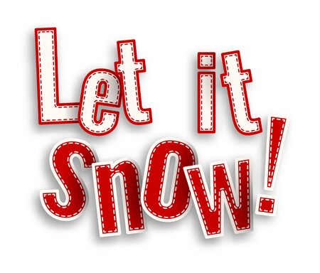 Let it snow, red text on white background with 3d effect, vector illustrationのイラスト素材