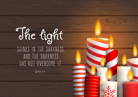 Group of Christmas candles with biblical quoteのイラスト素材