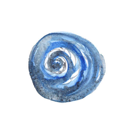 Abstract creative circle blue and grey color watercolor stain isolated. Watercolor hand drawn texture for backgroundsの写真素材