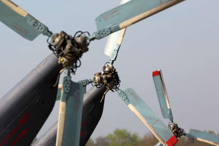 KUBINKA, MOSCOW REGION, RUSSIA - MAY 9, 2015: Mil Mi-8 tail rotors at Kubinka air force base.のeditorial素材