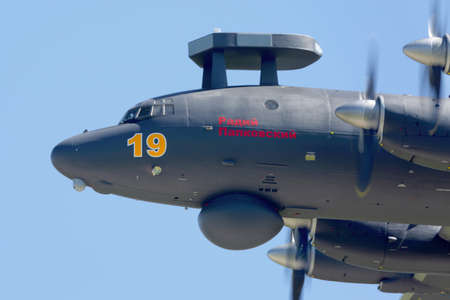 ZHUKOVSKY, MOSCOW REGION, RUSSIA - JULY 14, 2014: New Ilyushin IL-38N of russian Navy makes first flight in Zhukovsky.のeditorial素材