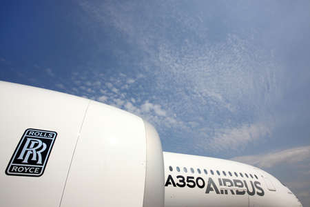 SHEREMETYEVO, MOSCOW REGION, RUSSIA - JUNE 3, 2014: Airbus A350 standing at Sheremetyevo international airport.のeditorial素材