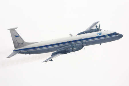 CHKALOVSKY, MOSCOW REGION, RUSSIA - MARCH 10, 2015: Ilyushin IL-22M of Russian Air Force making turn...