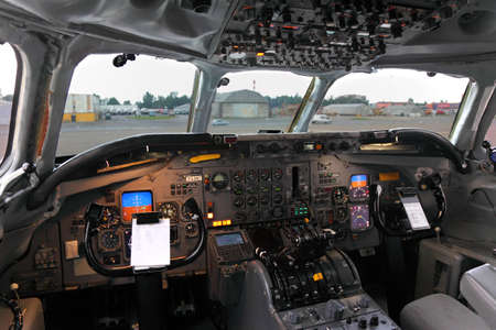 SHEREMETYEVO, MOSCOW REGION, RUSSIA - JULY 12, 2012: Cockpit of Douglas DC-8F of Air Transort...