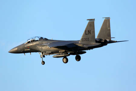ZHUKOVSKY, MOSCOW REGION, RUSSIA - AUGUST 11, 2011: McDonnell Douglas F-15E Strike Eagle 91-0303...