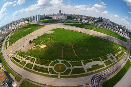 KHODYNSKOE POLE, MOSCOW, RUSSIA - JUNE 24, 2011: Old airport panorama.のeditorial素材