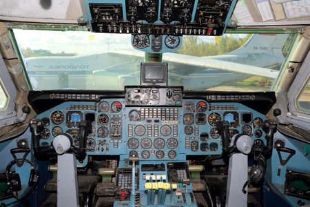 Sheremetyevo, Moscow Region, Russia - October 3, 2015: Cockpit of Aeroflot Ilyushin IL-86 RA-86103...