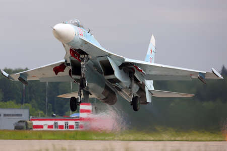 Kubinka, Moscow Region, Russia - June 20, 2015: Sukhoi Su-27SM RF-92209 jet fighter of russian air...