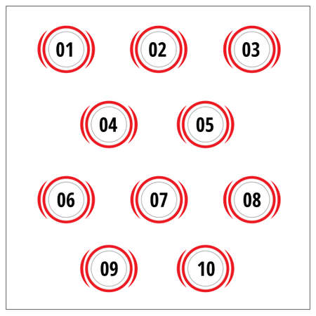 Colorful info-graphic numbers can be use to create presentation. Bullet points numbers one to ten. Colorful shape vector numbers.のイラスト素材