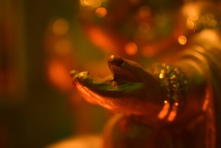 golden blurred background with hand of ganeshaの写真素材