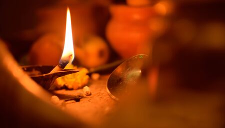 very prosperous enlightened diya in poojaの写真素材