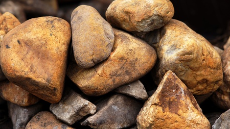 Not processed, brutal forms of natural stones are in a big heap の写真素材