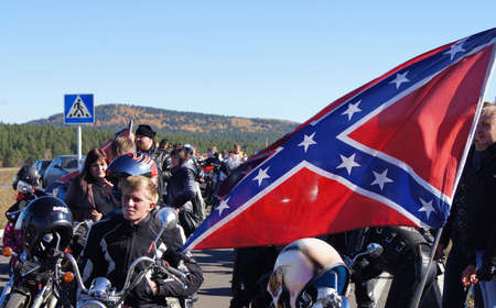 The reporting from a place of opening of the biker season in 2012,a place of gathering of bikers in the town of Beloretskのeditorial素材