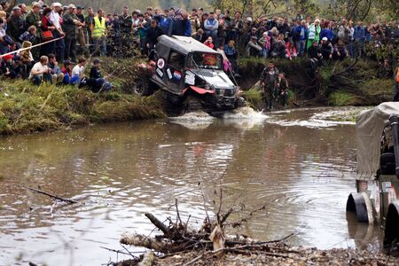 7 September 2013, the city of Beloretsk, Bashkortostan. The third stage of the VI open championship of the Republic of Bashkortostan for the trophy-RAID "Ural stone", SUVs were the stages, specially prepared for the race.のeditorial素材