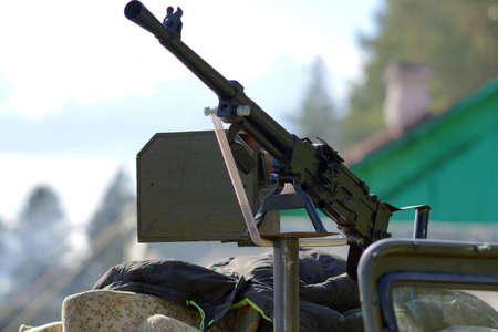 Machine gun mounted on the car.の写真素材