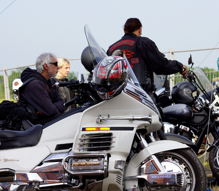 8 June 2013, the city of Samara, Russia. The fifth festival "Rock nad volgoi 2013", which has become the largest rock festival in Europe. The participants of the festival motorcycle club Â«Night wolvesÂ» のeditorial素材