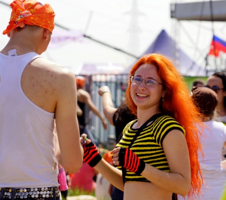 8 June 2013, the city of Samara, Russia  The fifth festival  Rock nad volgoi 2013 , which has become the largest rock festival in Europe  The festival was attended by about 700 thousand spectators, rock lovers from all corners of Russia のeditorial素材