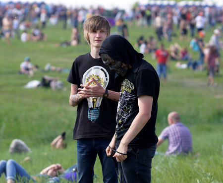 8 June 2013, the city of Samara, Russia  The fifth festival  Rock nad volgoi 2013 , which has become the largest rock festival in Europe  The festival was attended by about 700 thousand spectators, rock lovers from all corners of Russia のeditorial素材