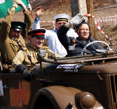 20-21 April 2013 ,city of Magnitogorsk,Russia, On a specially prepared track competitions conducted off-road-sprint  First dirt 2013   Demonstration performances of the club  Antique cars and motorcycles  のeditorial素材