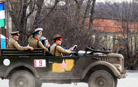 20-21 April 2013 ,city of Magnitogorsk,Russia, On a specially prepared track competitions conducted off-road-sprint  First dirt 2013   Demonstration performances of the club  Antique cars and motorcycles  のeditorial素材