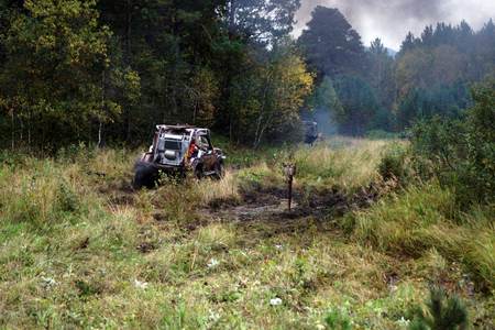 Extreme driving on dirty,muddy road の写真素材