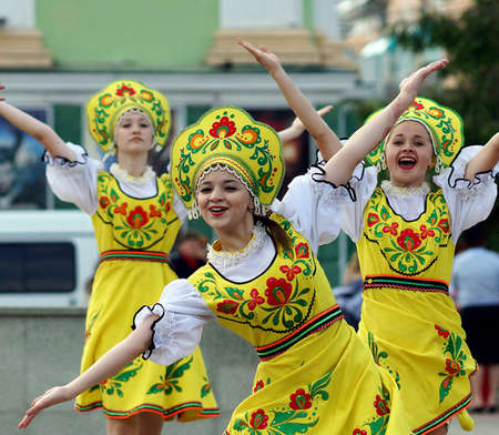 June 12, 2014, Beloretsk, Bashkortostan, Russia. The Russia day celebration ,dancing performance of ensemble " Zabava".のeditorial素材