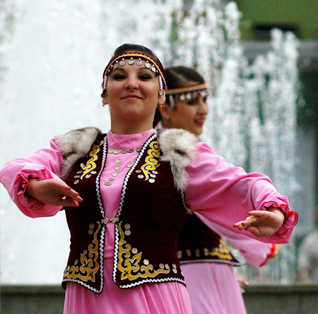 June 12, 2014, Beloretsk, Bashkortostan, Russia. The Russia day celebration ,dancing performance of ensemble " Zabava".のeditorial素材