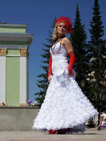 July 6, 2014, Beloretsk, Bashkortostan, Russia, as a sign of continuation of the great traditions held its annual public city festival "Parade of brides-2014" , was attended by 50 most charming brides. The celebration was accompanied by a theatrical perfoのeditorial素材