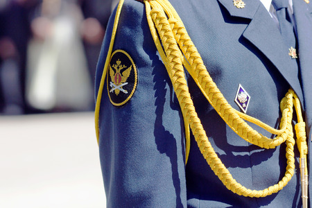 A man in a military uniform decorated with aglets.のeditorial素材