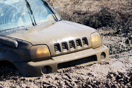 Extreme driving on overcoming mud obstacles.の写真素材