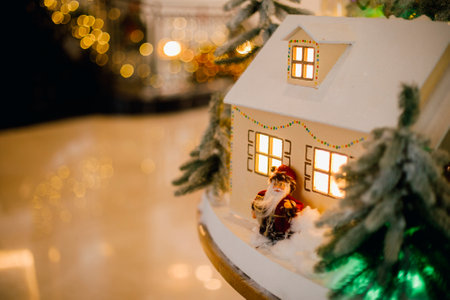Decorated Christmas tree with silver ornaments. Merry Christmas and happy new year concept.の写真素材
