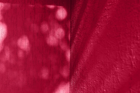 Textured wall with shadow from trees. Color of the Year 2023 Viva Magenta color.の写真素材