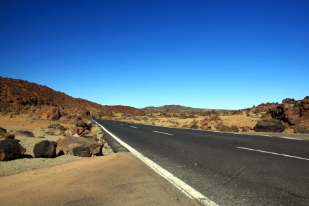the amazing wild way to El Teide volcano, Tenerife, Canary islandsの写真素材