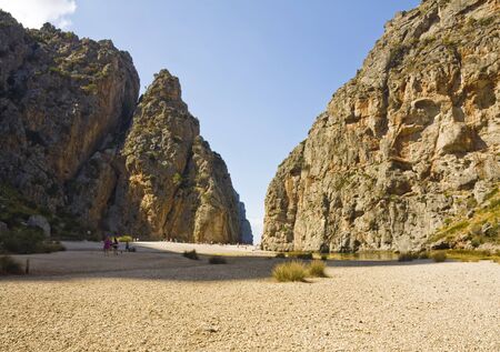 Majorca Island,  Pareis Sa Calabra  Canyon and coast Sa Calobraの写真素材