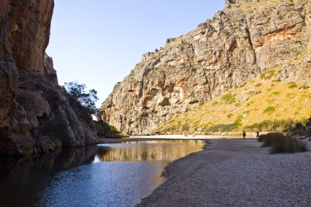 Majorca Island,  Pareis Sa Calabra  Canyon and coast Sa Calobraの写真素材